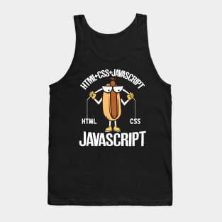 Funny Programmer Hot Dog CSS HTML JavaScript Meme Tank Top